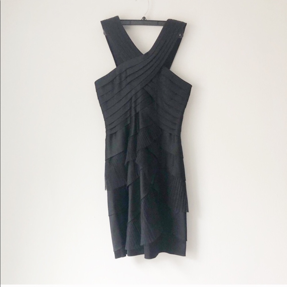 BCBGMaxAzria: Black Ruffle Cocktail Dress
